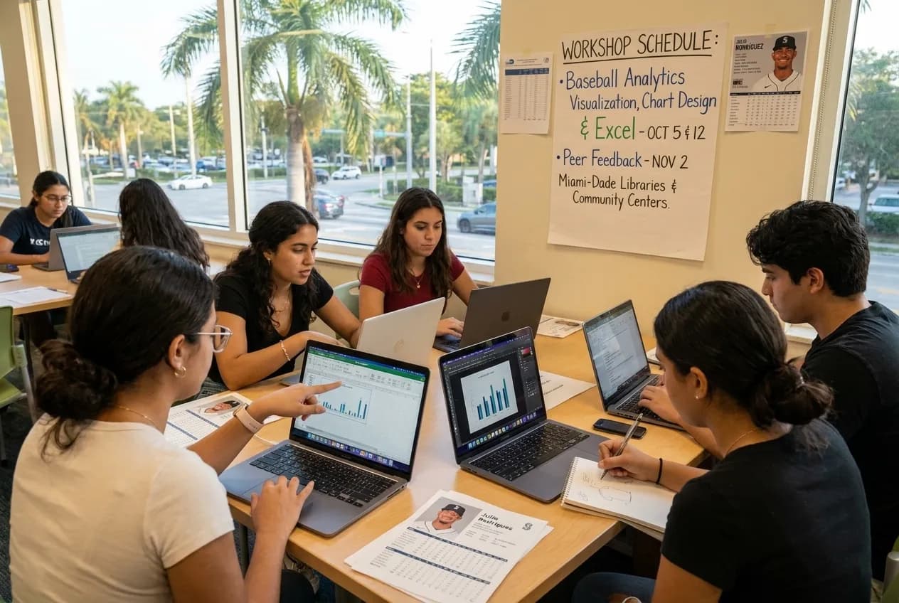 Local scene for Julio Rodríguez Career Stats: Miami Student Infographic Design Workshop Series Schedule in Miami