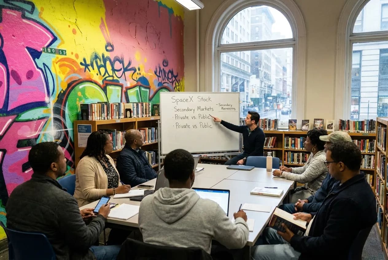 Local scene for SpaceX Stock Curiosity: Free NYC Library Investment Literacy Workshops for Beginners in NYC