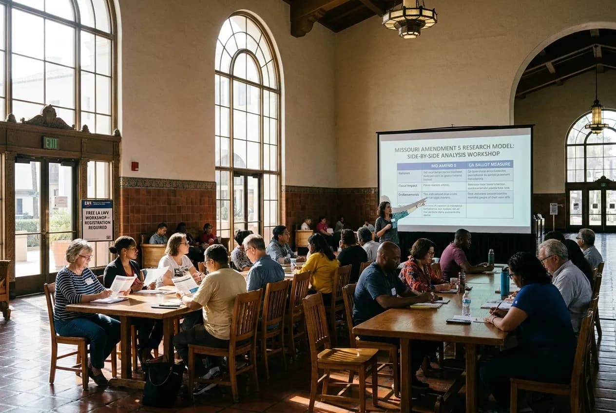 Cover for Missouri Amendment 5 Research Model: Free LA Ballot Measure Analysis Workshops in Los Angeles