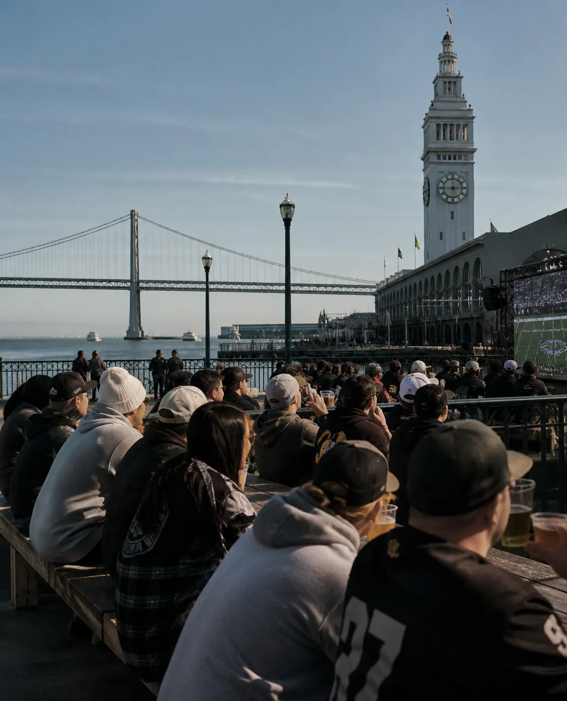 Cover for raiders Sports Social Day Around Ferry Building Screens in San Francisco