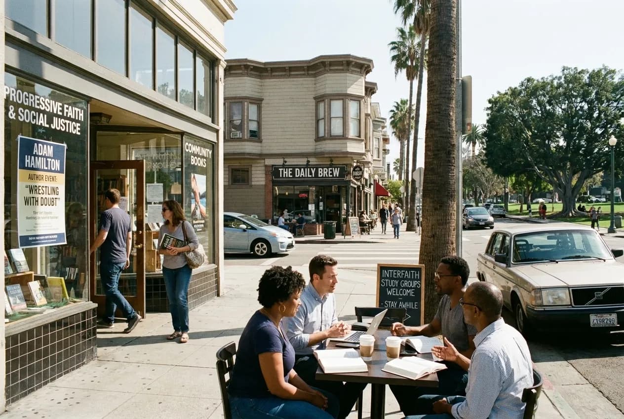Cover for adam hamilton: LA Neighborhoods With Progressive Faith and Coffee Shops in Los Angeles