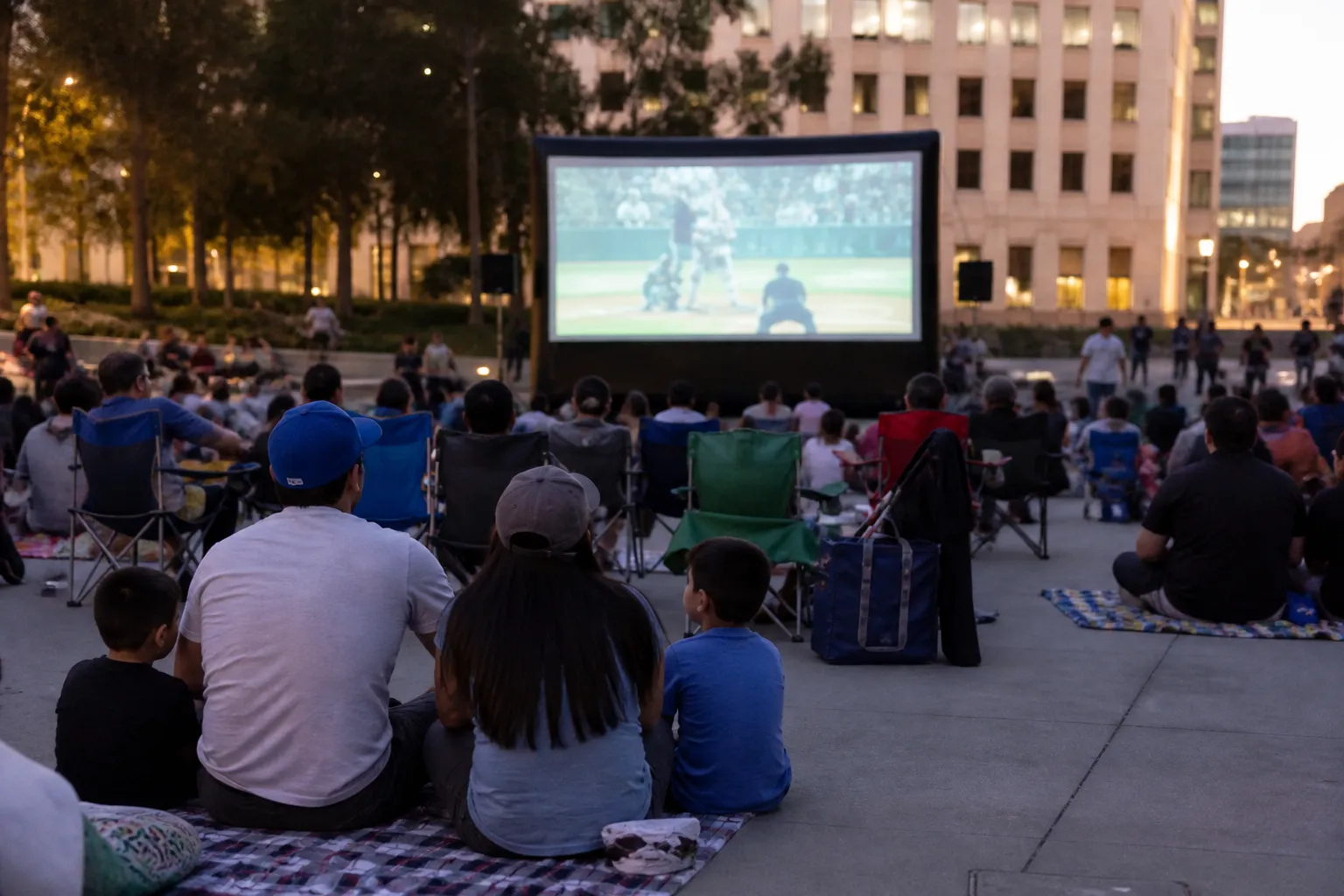 Local scene for nationals - phillies: LA Public Plaza Projector Event Calendar in Los Angeles