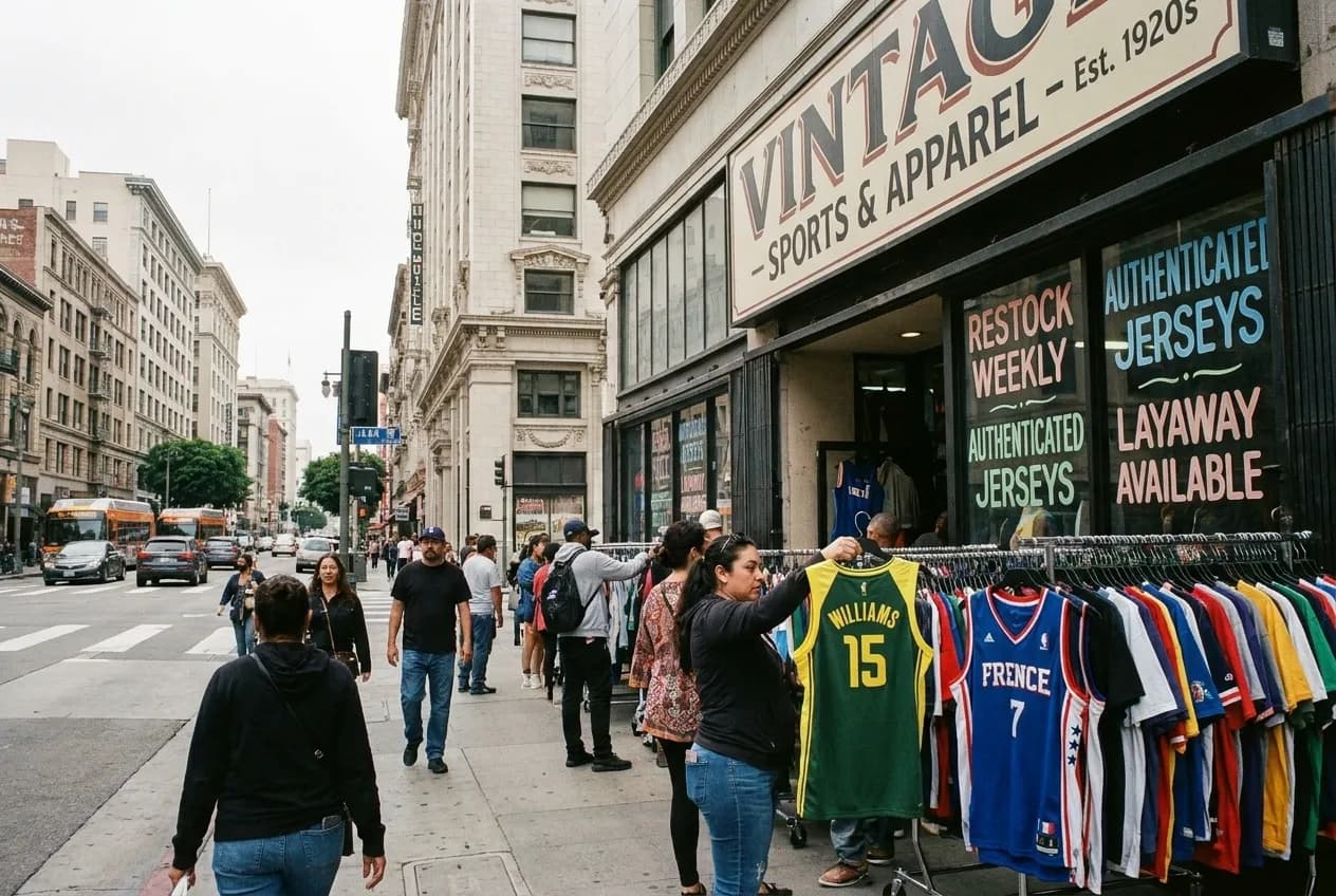 Local scene for Gabby Williams Jersey Hunt: LA Thrift Stores With WNBA and International Apparel in Los Angeles