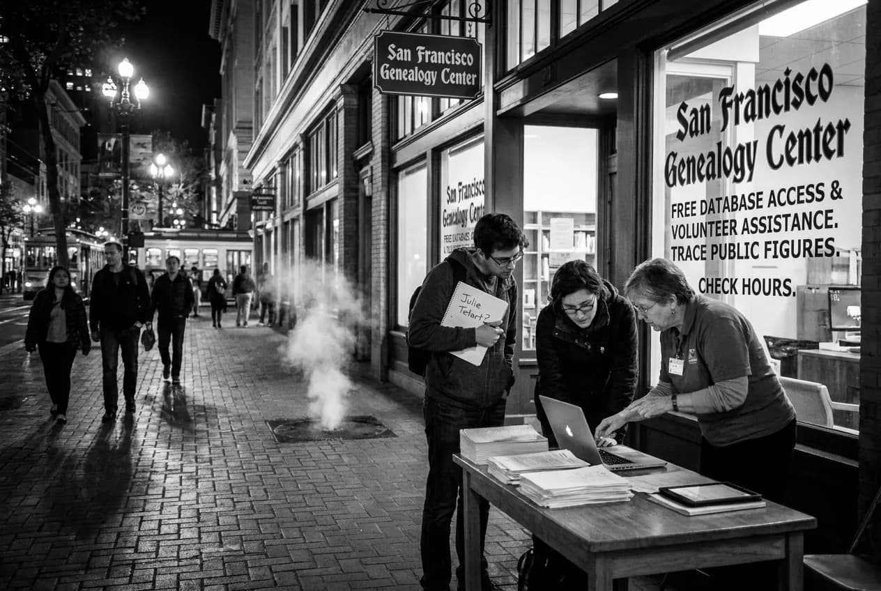 Editorial detail for Julie Tetart Name Search: SF Genealogy Centers for Tracing Unfamiliar Public Figures in San Francisco