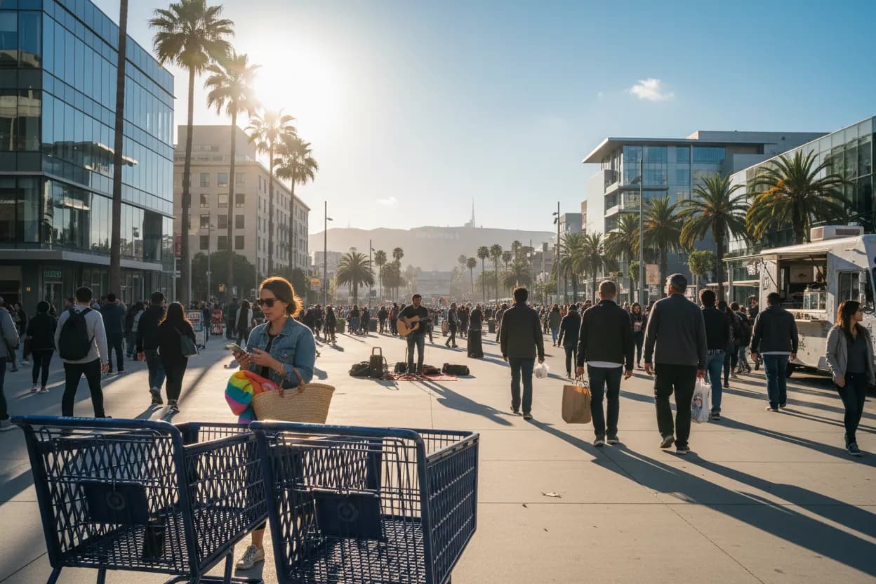 Realistic Los Angeles scene for LA Target Guide for Beach Essentials and Weekend Errands