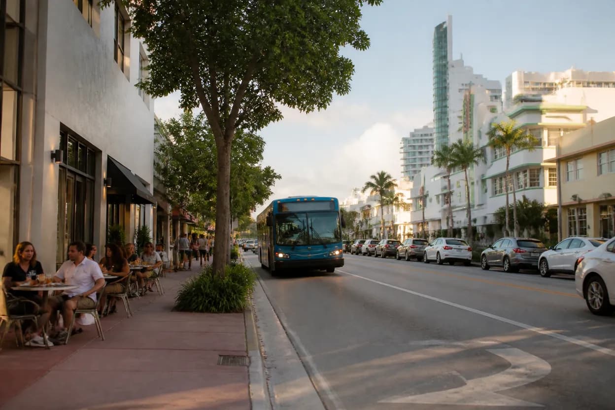 Realistic city scene for lindsey buckingham: A Miami Coffee and Dessert Route