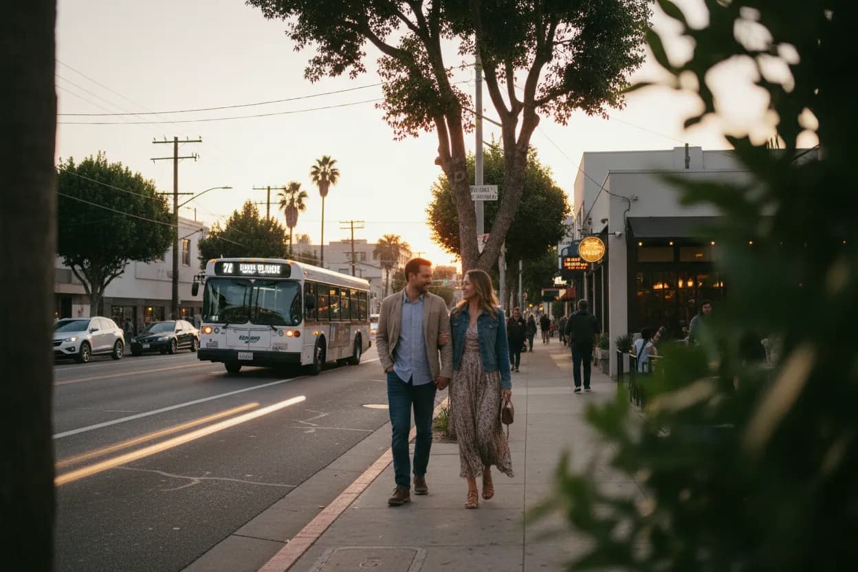 Realistic Los Angeles scene for LA Wine Bars Near Me for Low-Key Date Nights