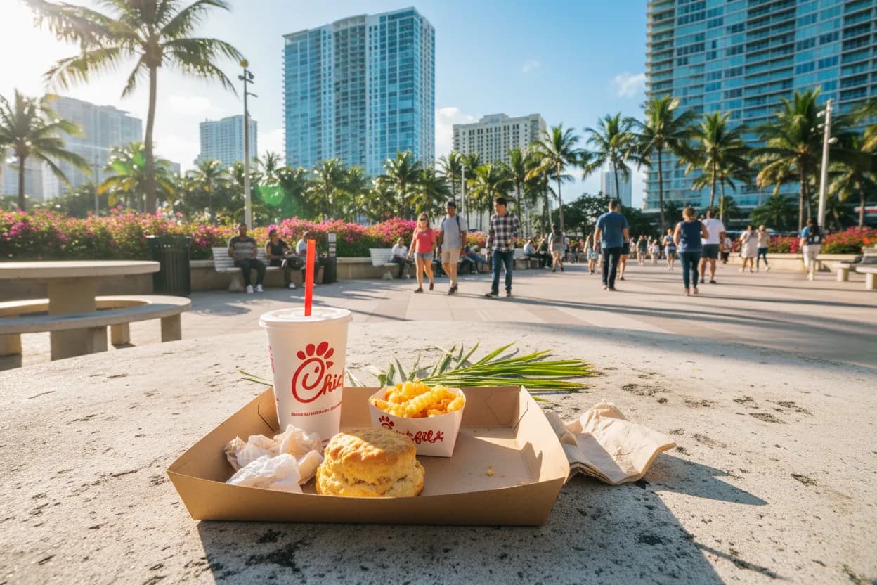 Realistic Miami scene for Miami Chick-fil-A Guide for Breakfast and Quick Lunch Runs