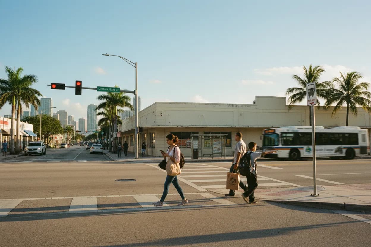 Practical city scene for safeway store closures: The Miami Source-Checking Route