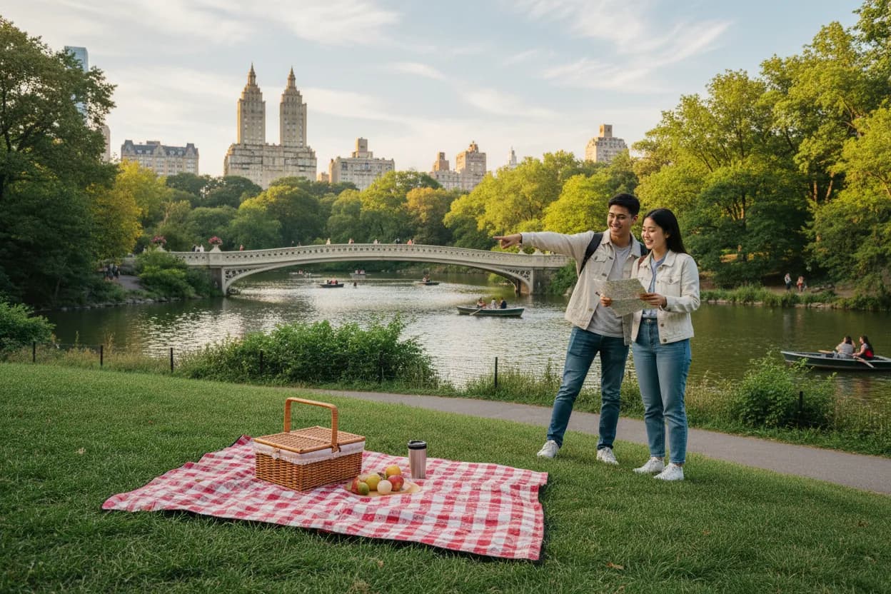 Realistic NYC scene for Central Park NYC Guide for Picnic Spots and Walking Routes