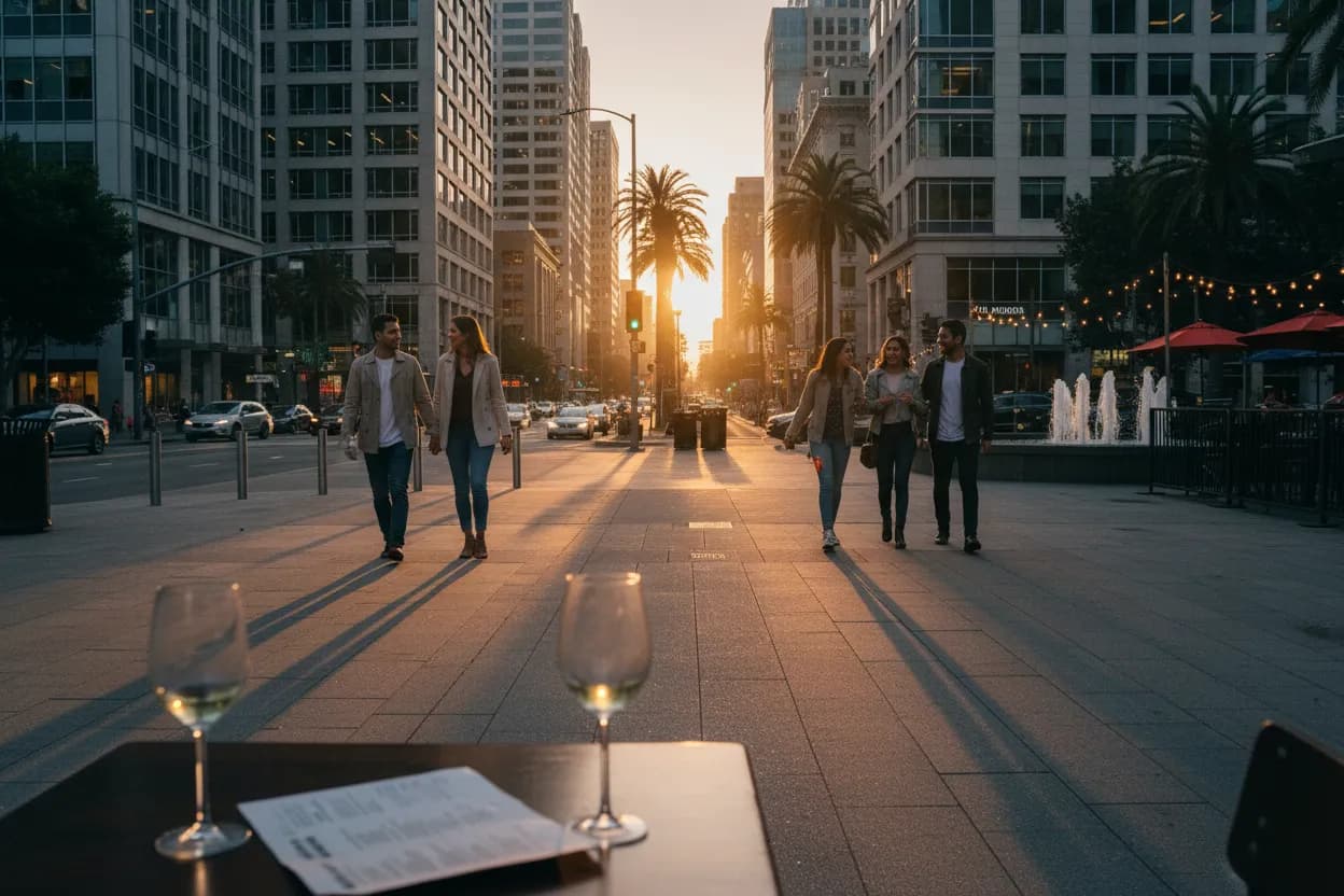 Realistic Los Angeles scene for LA Dinner Near Me for Date Nights and Groups