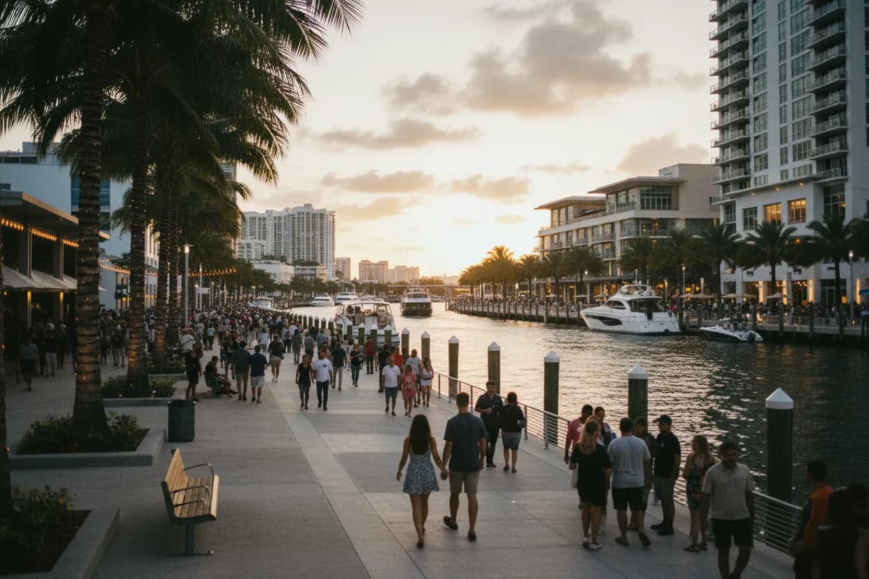 Realistic Miami scene for Casa Neos Miami Guide for Waterfront Dinner Reservations