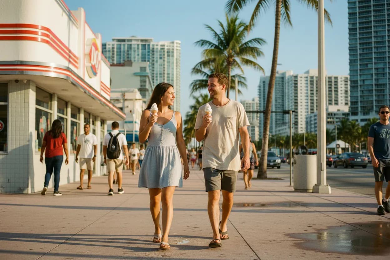 Practical city scene for Miami Dairy Queen Near Me for Post-Beach Treats