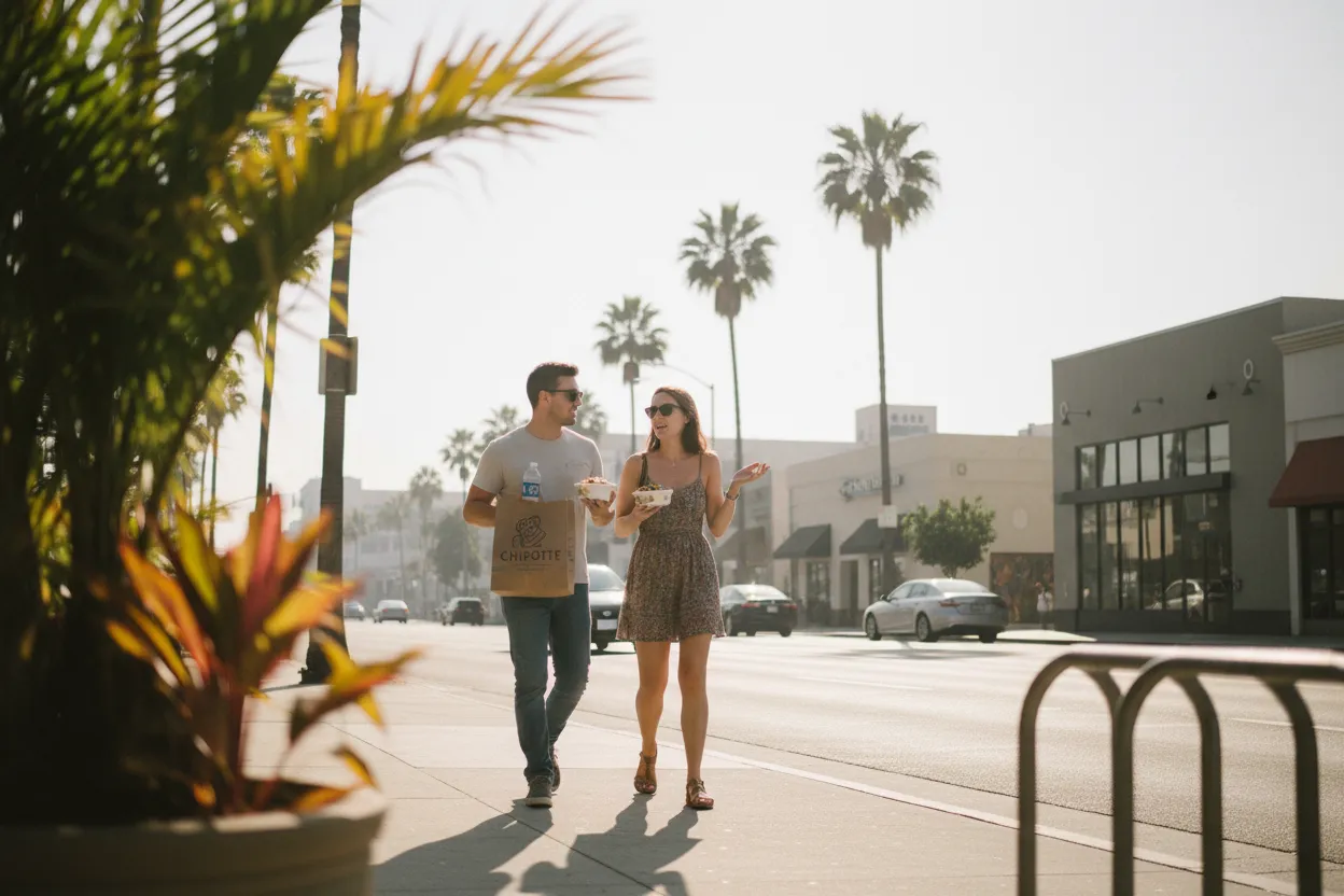 Practical city scene for LA Chipotle Near Me for Quick Bowl Lunches