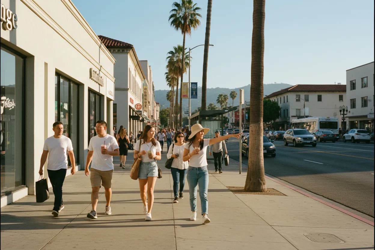 Realistic Los Angeles scene for LA Walgreens Guide for Sunscreen, Snacks, and Essentials