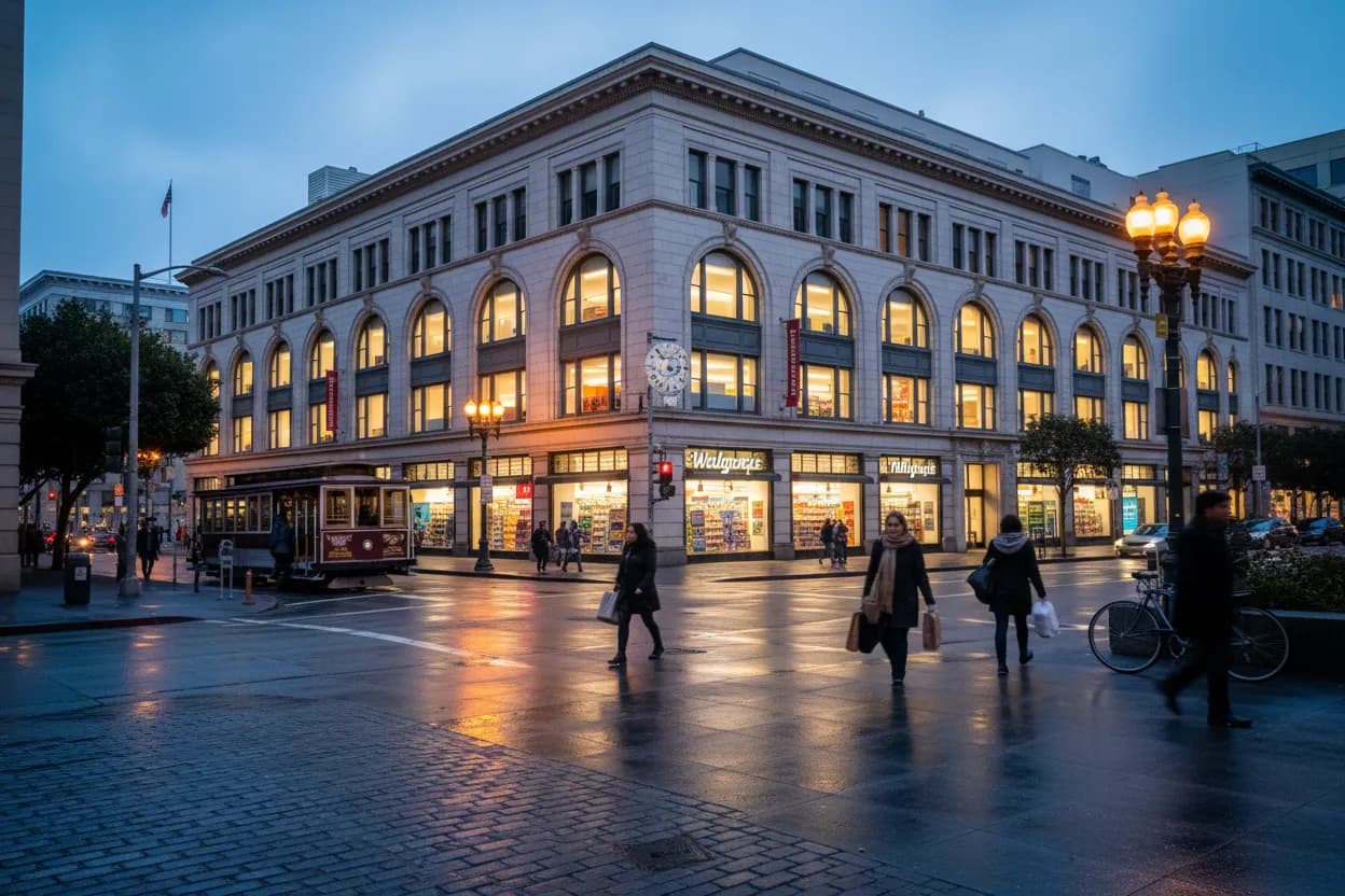 Realistic San Francisco scene for San Francisco Walgreens Guide for Travel Essentials and Snacks