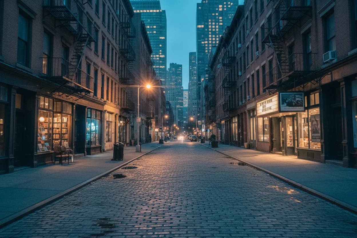 Realistic city scene for dalton and sako: A Quieter NYC Culture Route