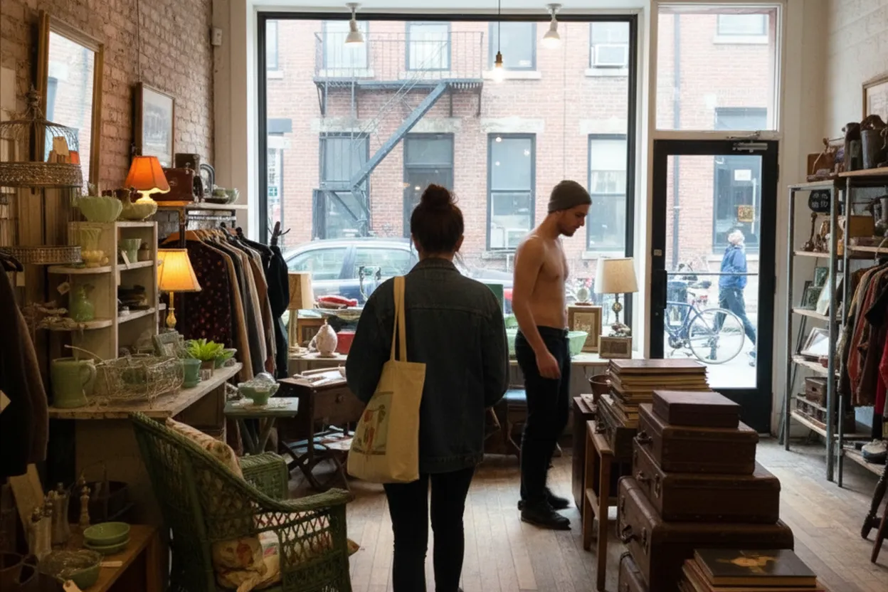 New York City experience scene for Shop Brooklyn Vintage Stores for wicker Before Measuring Your Apartment