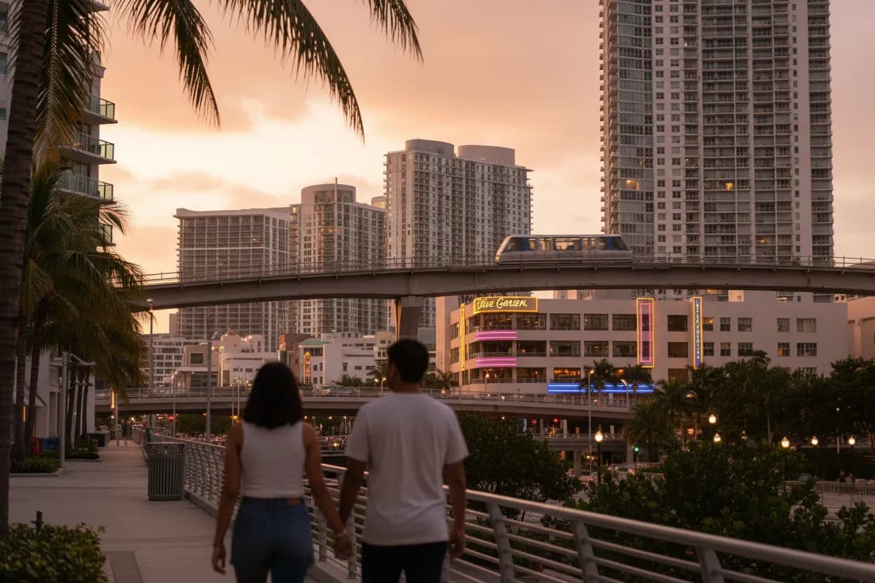 Practical city scene for Miami Olive Garden Near Me for Family Dinner Plans