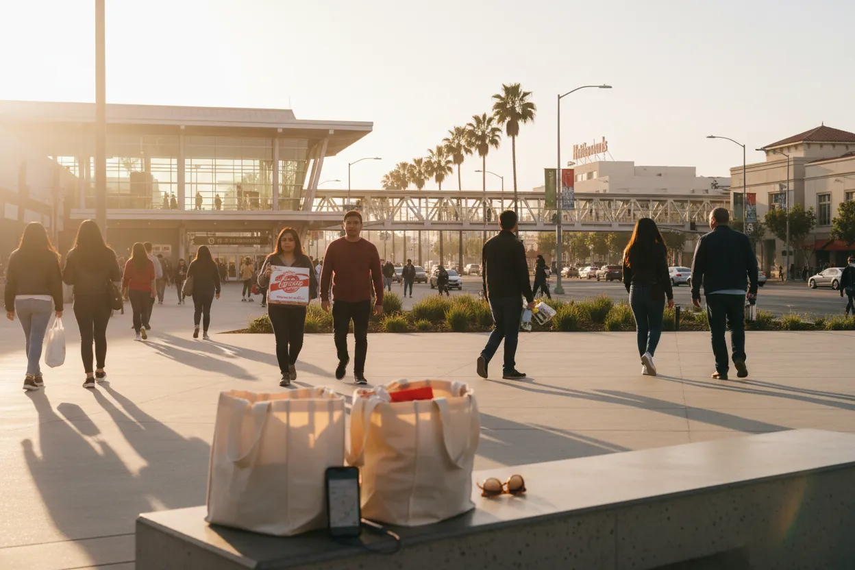 Realistic Los Angeles scene for LA Pizza Hut Guide for Easy Game-Day Takeout