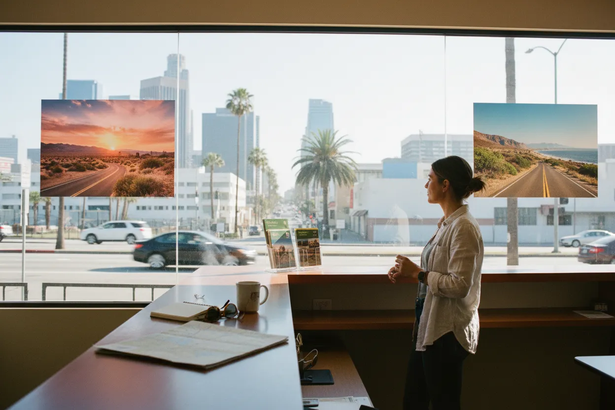 Realistic Los Angeles scene for LA Cruise America Guide for California Road Trips