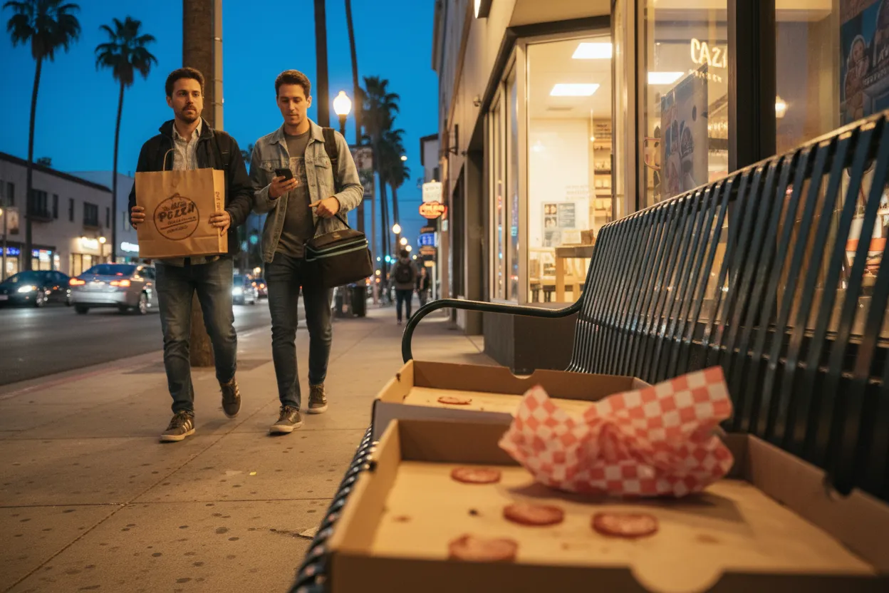 Practical city scene for LA Pizza Near Me for Movie Night Delivery