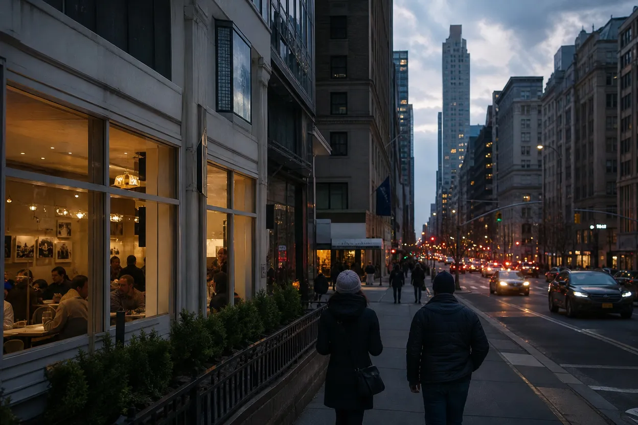 Realistic city scene for jalen brooks: A NYC Dinner Route With Backups