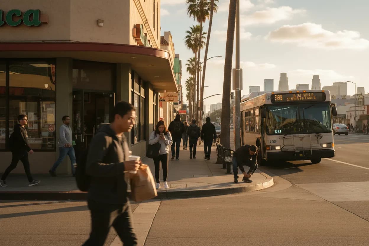 Realistic Los Angeles scene for LA Qdoba Near Me for Fast Mexican Lunches