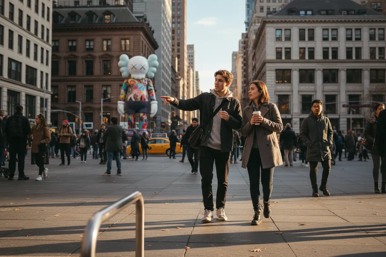 Practical city scene for NYC KAWS Exhibits and Culture Stops to Watch