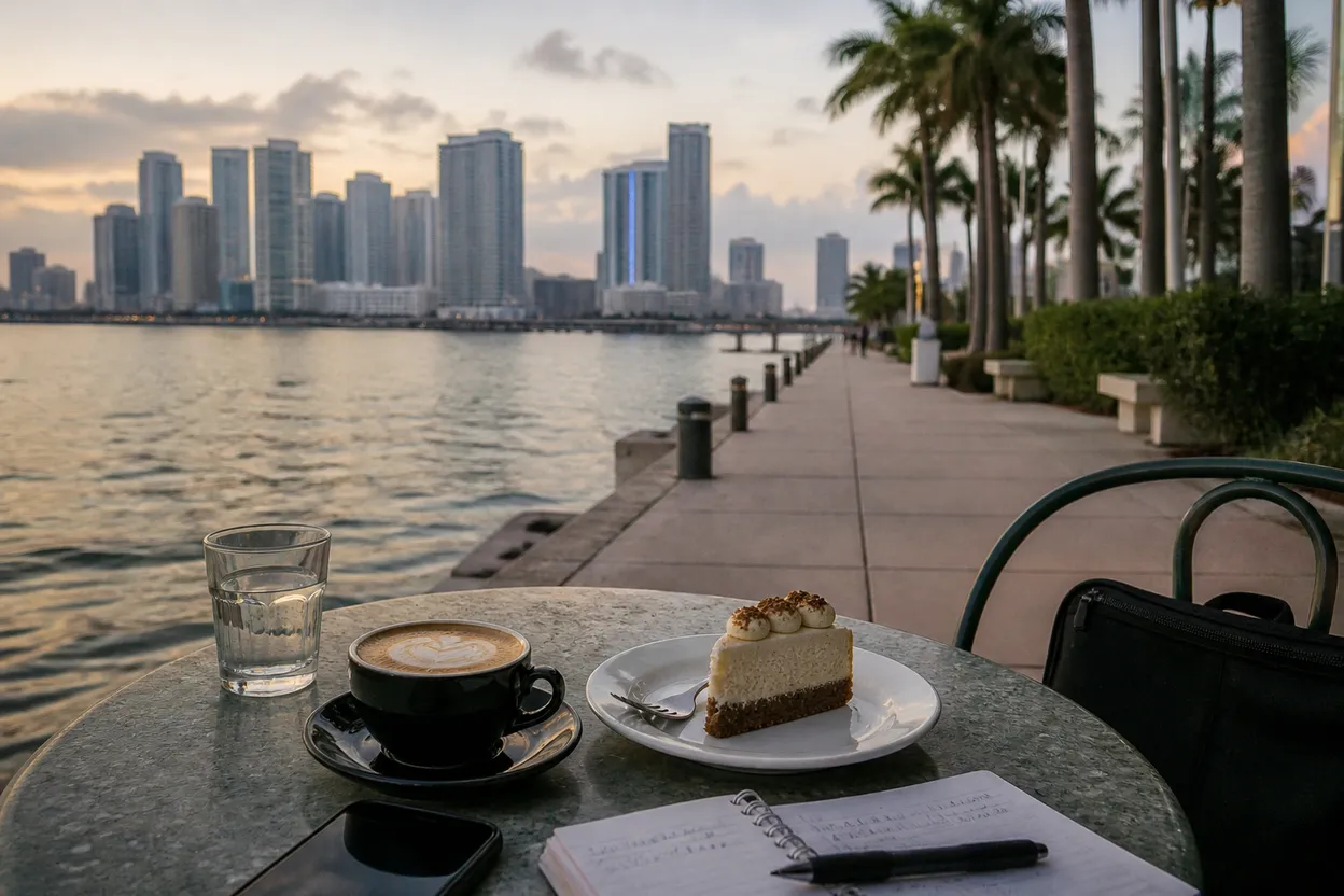 Realistic city scene for abdul el-sayed: A Short Miami Cafe Route With Backups