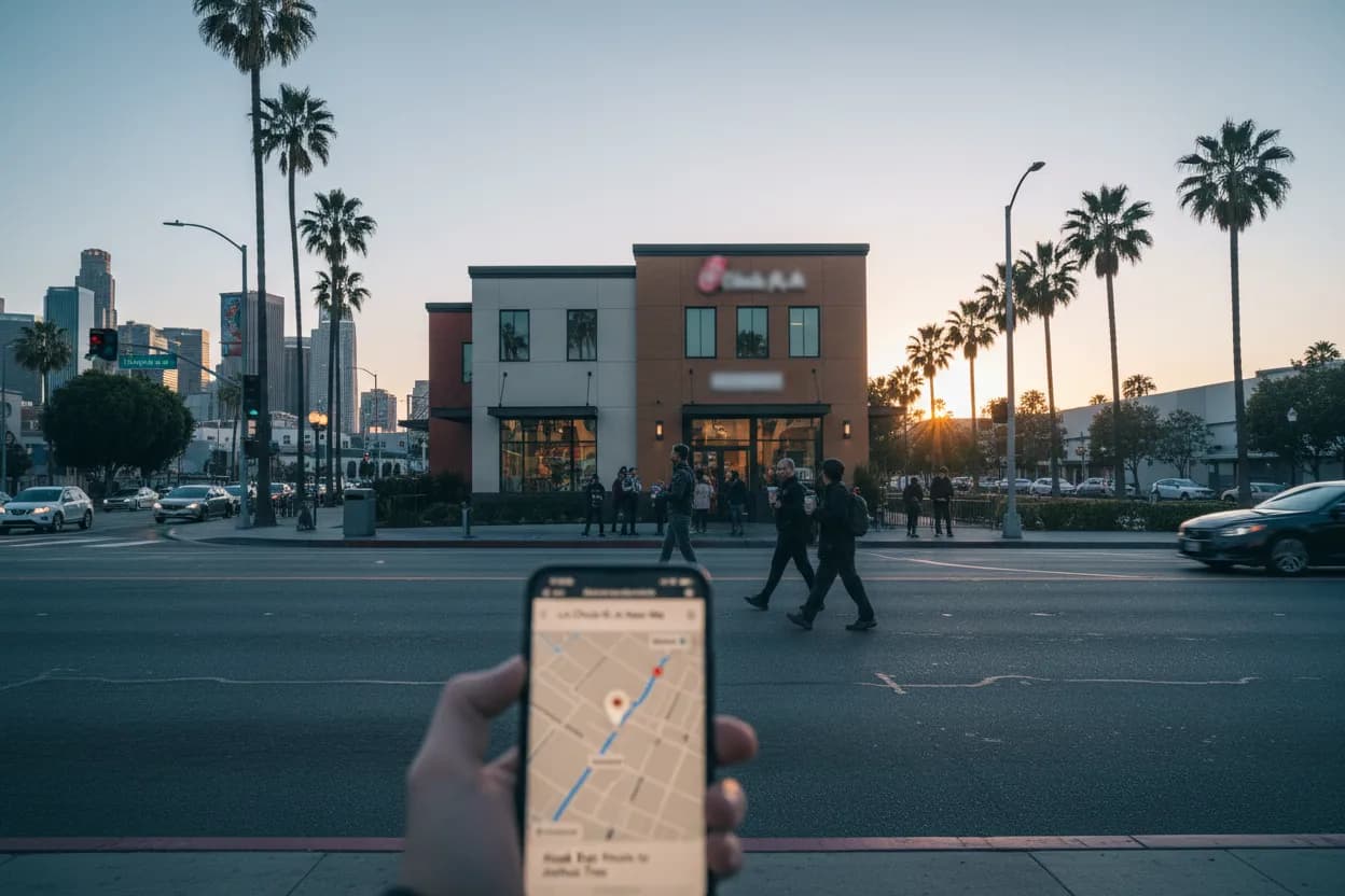 Realistic Los Angeles scene for LA Chick-fil-A Near Me Before Road Trip Mornings