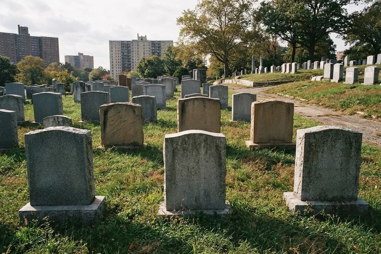 Cover scene for Mount Olivet Cemetery: The Ridge-Top Queens Cemetery With Unexpected Skyline Quiet