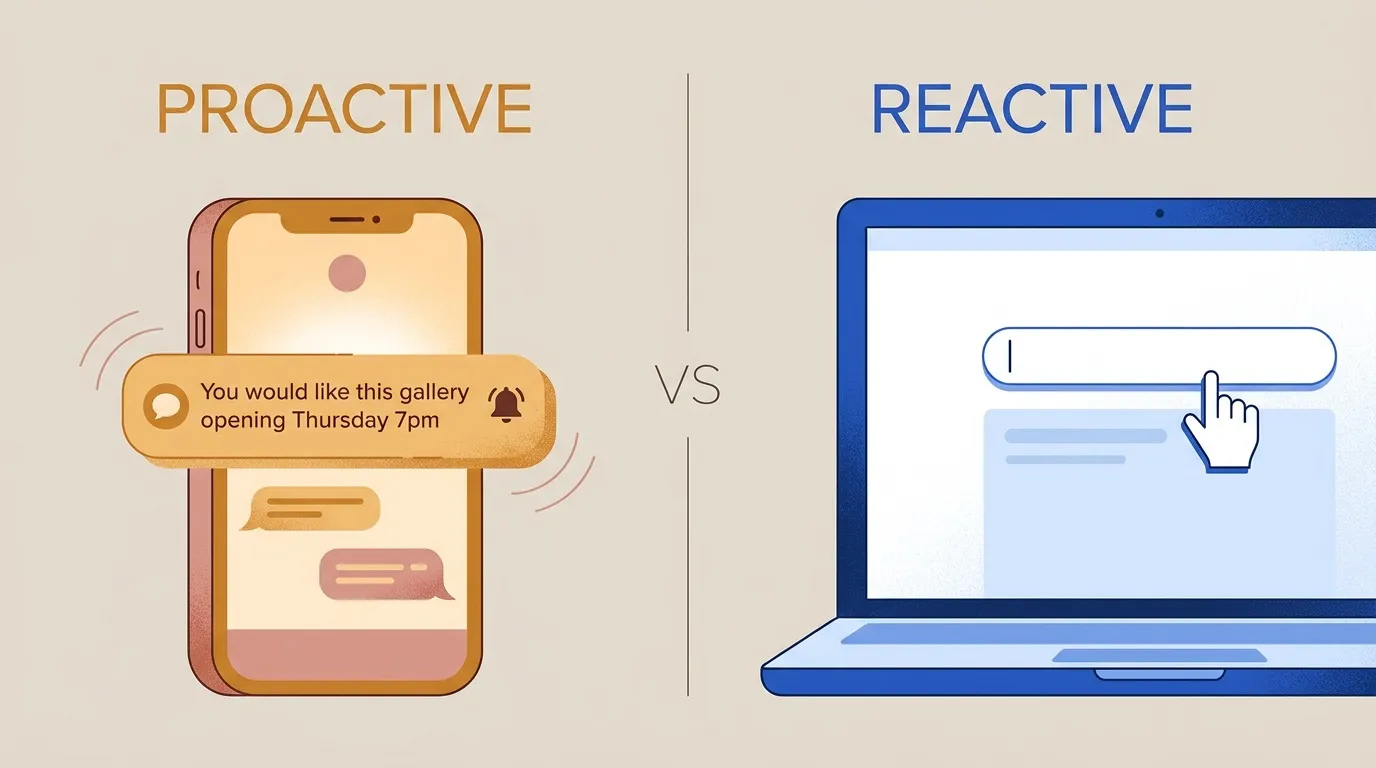 Proactive vs Reactive: Karpo pings you on its own; Mindtrip waits for you to ask