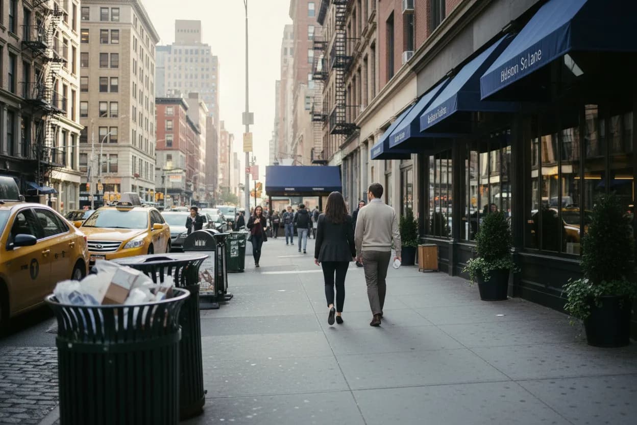 Practical city scene for Bluestone Lane NYC Guide for Coffee Meetings Uptown