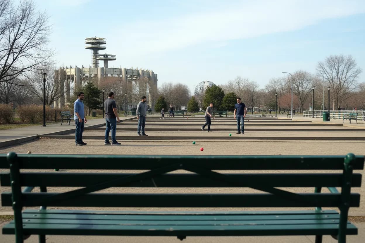Cover scene for Flushing Meadows Bocce Courts: A Low-Cost Queens Game for Grandparents and Teens