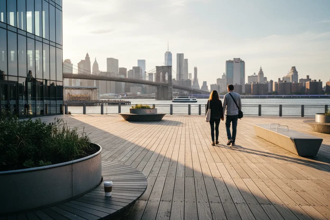 Practical city scene for Pier 17 NYC Guide for Rooftop Concerts and River Views