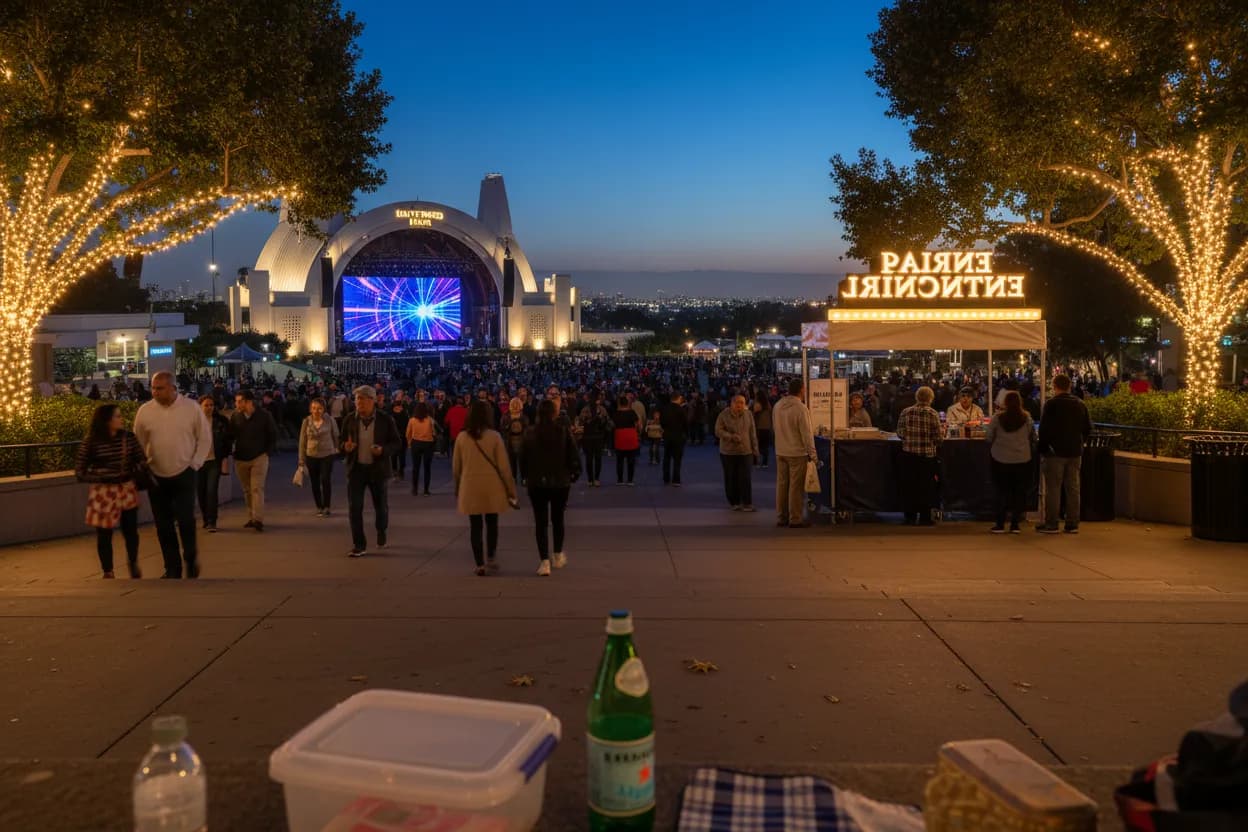 Realistic Los Angeles scene for Hollywood Bowl Guide for Concert Nights and Picnic Planning