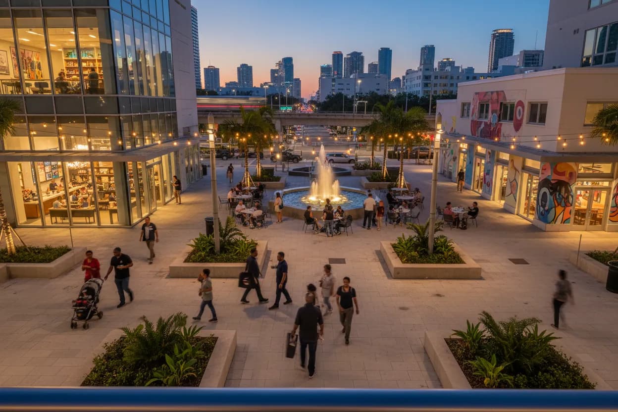 Realistic city scene for jenna ortega: The Miami Dessert Stop Decision Guide