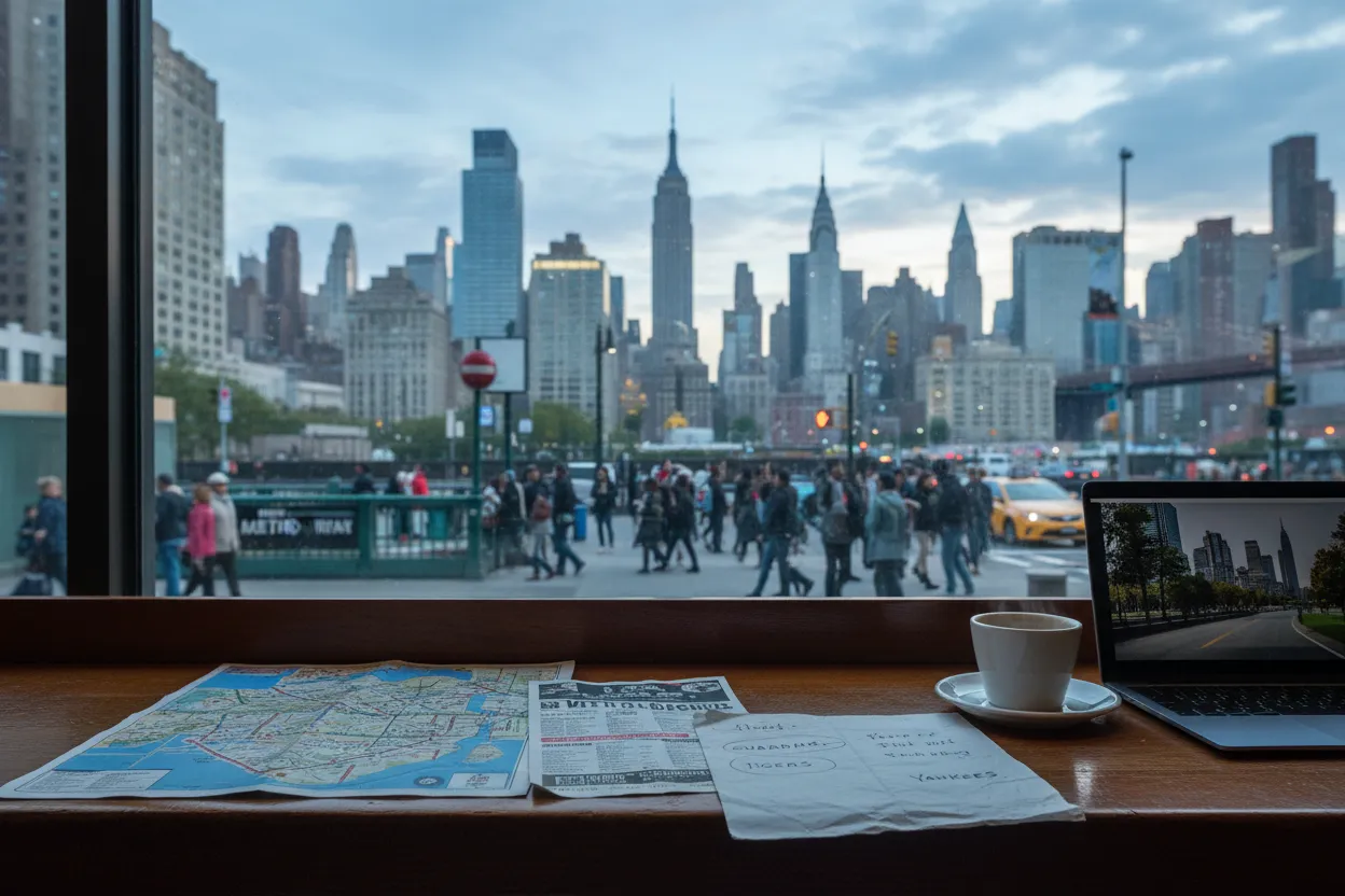 Realistic city scene for guardians vs tigers: A NYC Sports and Social Plan