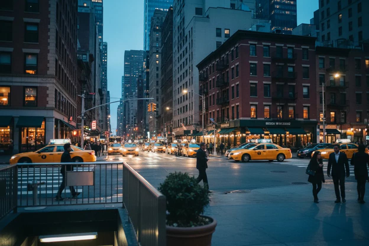 Realistic NYC scene for NYC Taxi Guide for Restaurant Hopping and Late Nights