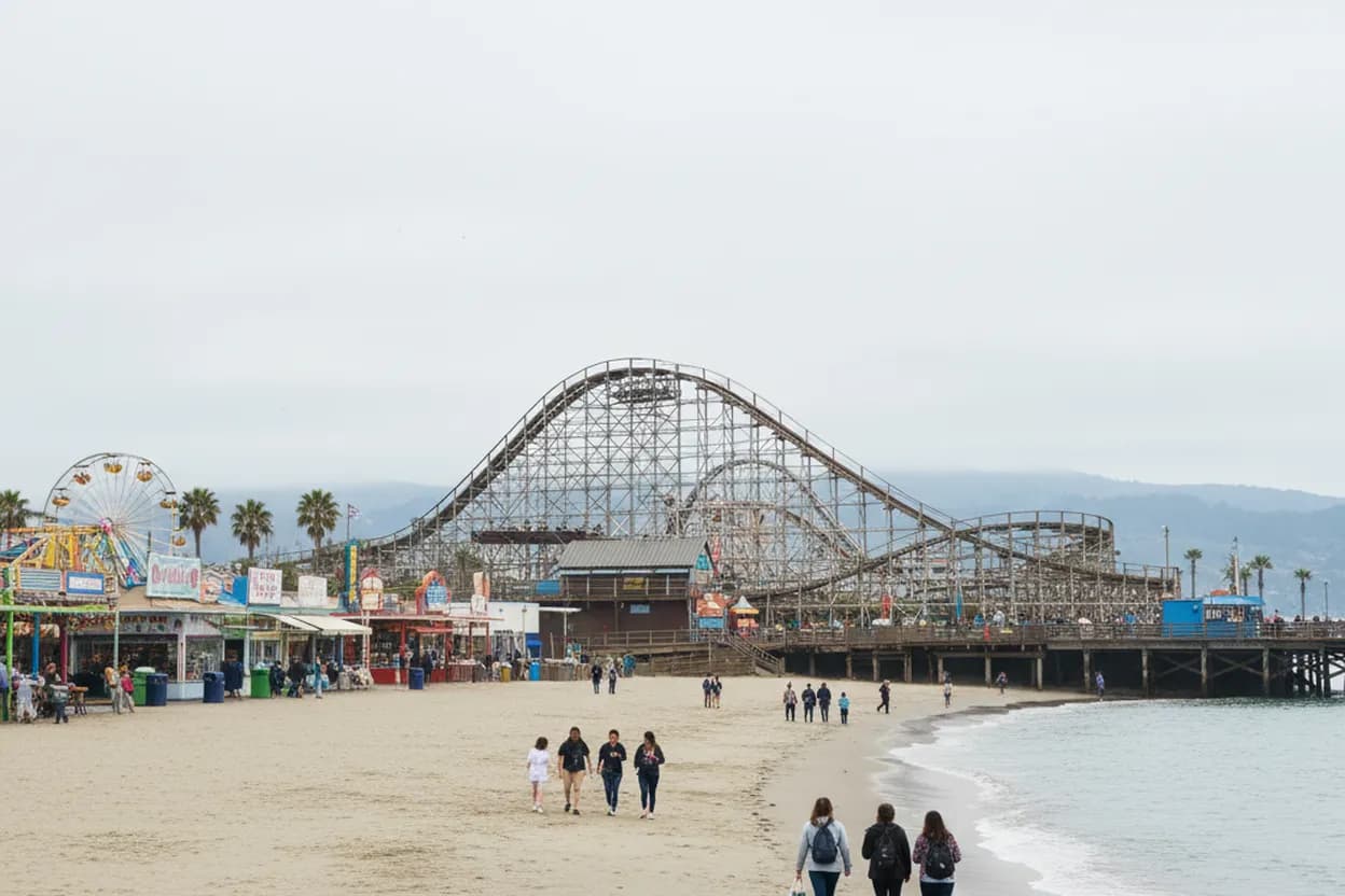 Realistic city scene for Santa Cruz Boardwalk: A Car-Free Day From San Francisco