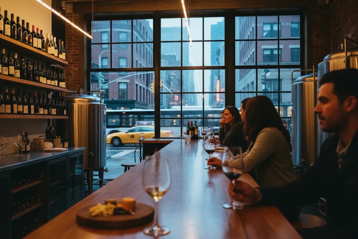 Realistic NYC scene for NYC Winery Near Me: Urban Wine Bars and Tastings