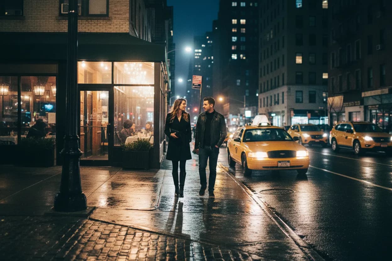 Practical city scene for NYC Taxi Guide for Restaurant Hopping and Late Nights