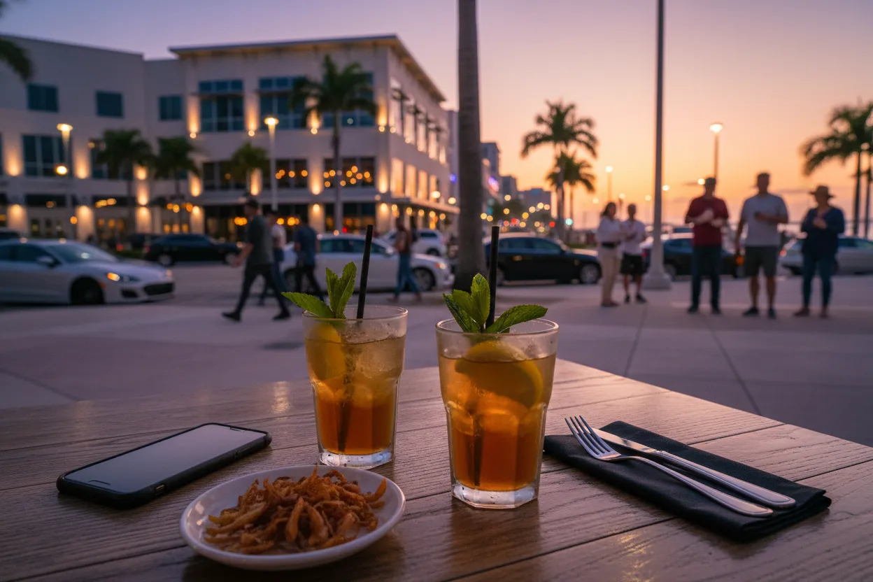 Realistic Miami scene for Miami Outback Steakhouse Near Me Before Nightlife Plans