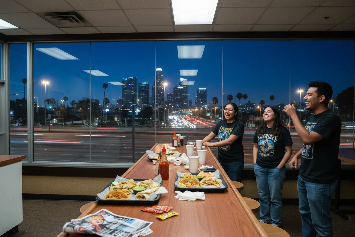 Realistic Los Angeles scene for LA Food Open Near Me After Concerts and Games