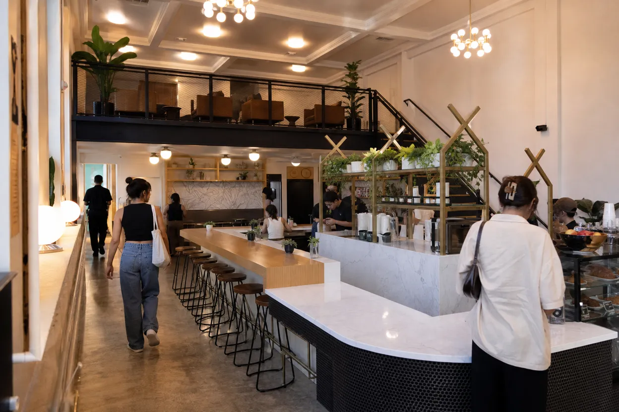 Los Angeles experience scene for aaron donald Coffee Stop Before A SoFi Stadium Outing