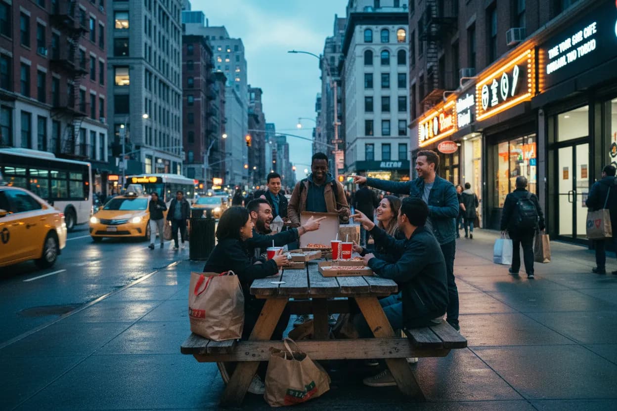 Realistic NYC scene for NYC Pizza Hut Near Me for Easy Group Orders