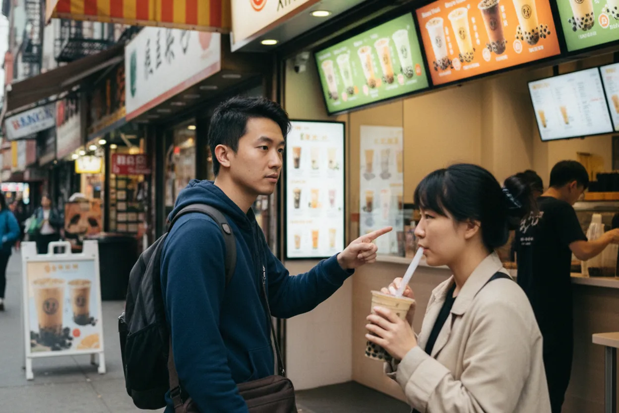 NYC experience scene for Xin Fu Tang in Flushing for Brown Sugar Boba Before a 7 Train Ride