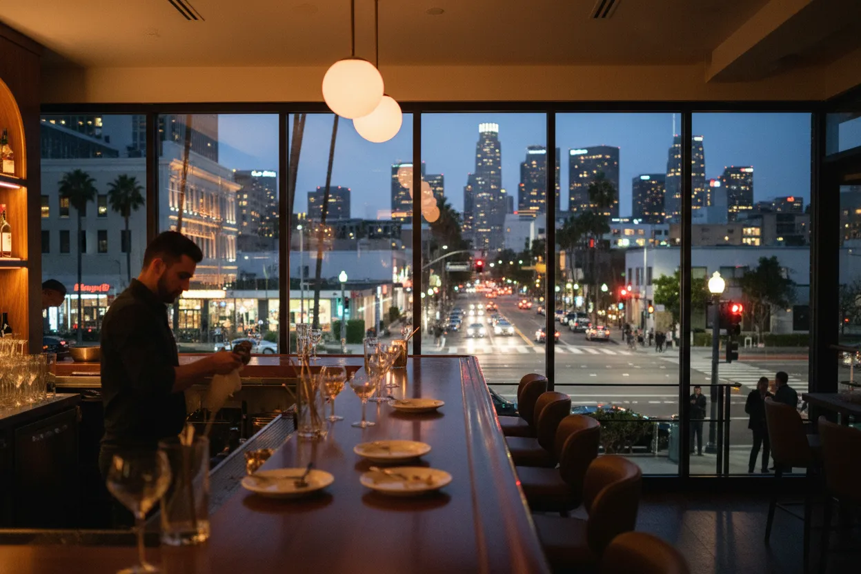 Realistic Los Angeles scene for LA Live Music Near Me After Dinner and Drinks