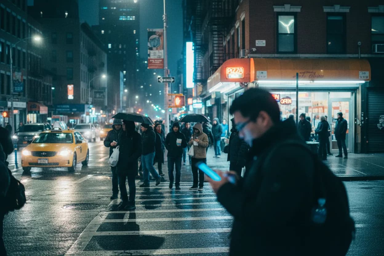 Realistic NYC scene for NYC Food Open Near Me Late: Where to Search